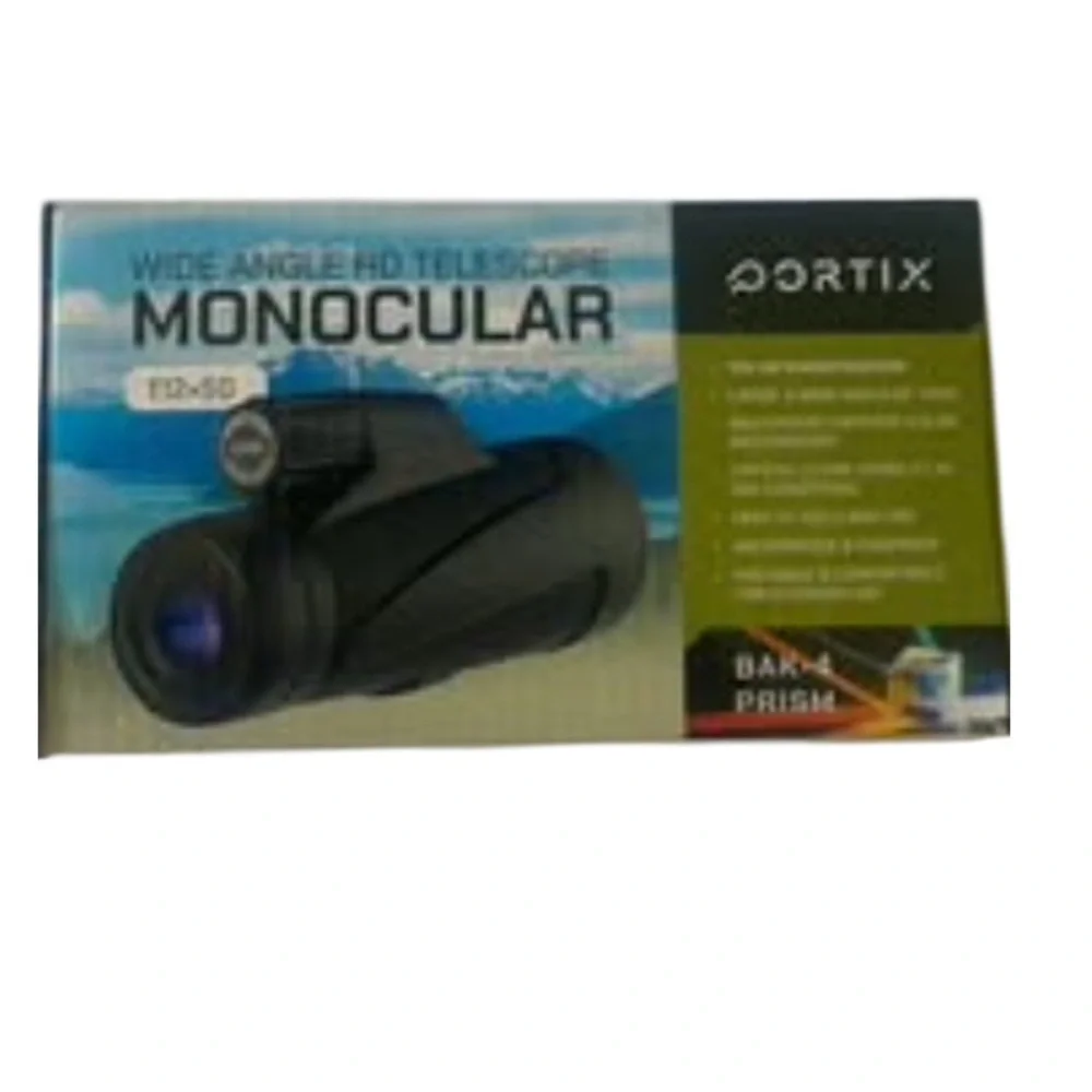 New Portix Black Wide Angle HD Monocular Telescope T12x50 BAK-4 Prism